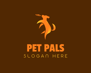 Pet Dog Jump Frisbee logo design