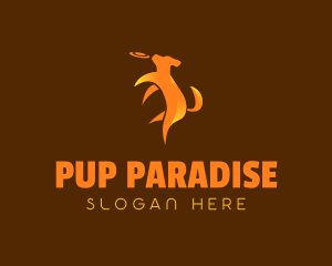 Pet Dog Jump Frisbee logo design