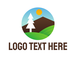 Volcano - Geometric Tree Landscape logo design