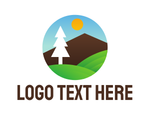 Hiking - Geometric Tree Landscape logo design