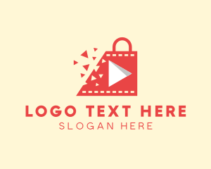 Play Button - Video Shopping Bag logo design