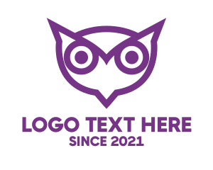 Purple Bird - Purple Owl Outline logo design