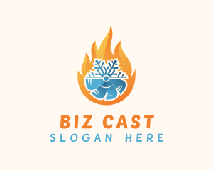 Hot - Flame Snowflake Fan logo design