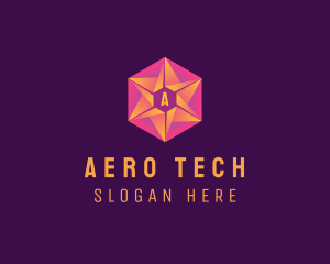 Hexagon Star Tech Business logo design