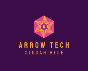 Hexagon Star Tech Business logo design