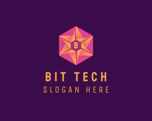 Hexagon Star Tech Business logo design