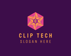 Hexagon Star Tech Business logo design