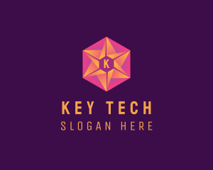 Hexagon Star Tech Business logo design