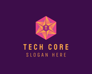 Hexagon Star Tech Business logo design