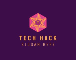 Hexagon Star Tech Business logo design