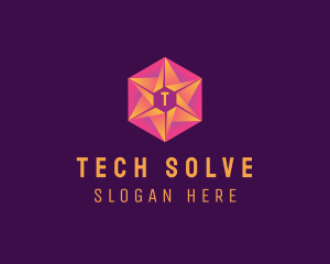 Hexagon Star Tech Business logo design