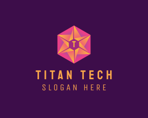 Hexagon Star Tech Business logo design