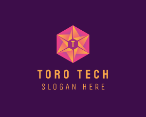 Hexagon Star Tech Business logo design