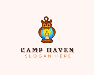 Camping Owl Candle  logo design