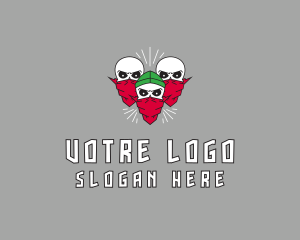 Villain - Three Skulls Scarf logo design