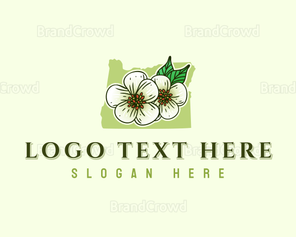 Oregon Pear Flower Blossom Logo