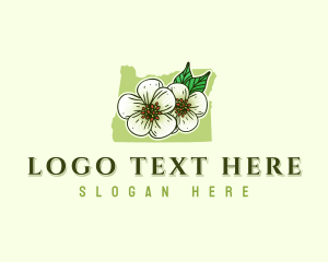 Bitterroot - Oregon Pear Flower Blossom logo design