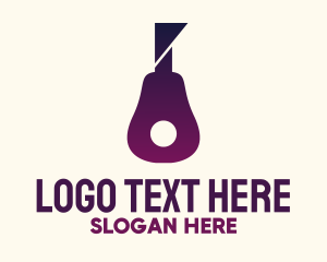 Music Lounge - Purple Gradient Flag Guitar logo design