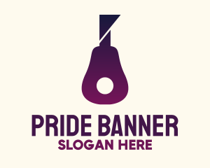 Purple Gradient Flag Guitar logo design