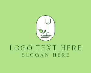 Green - Gardening Rake Leaf logo design