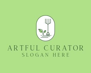 Gardening Rake Leaf logo design