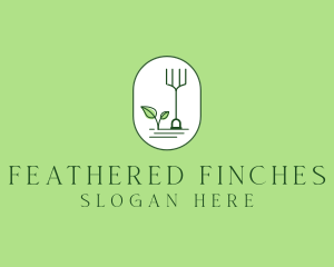 Gardening Rake Leaf logo design