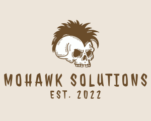 Mohawk Punk Skull logo design