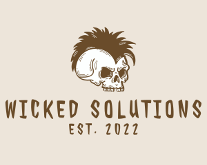 Bad - Mohawk Punk Skull logo design