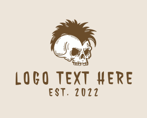 Barber - Mohawk Punk Skull logo design