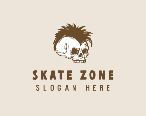 Mohawk Punk Skull logo design