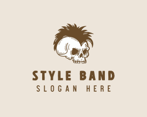 Mohawk Punk Skull logo design