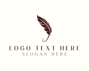 Writer - Feather Pen Signature logo design