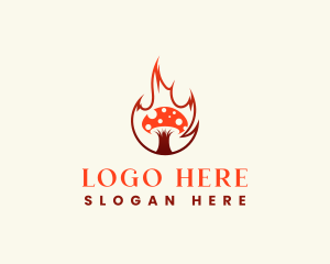 Lunch - Flaming Mushroom Diner logo design