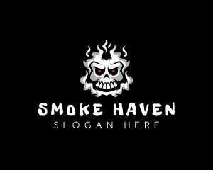 Skull Smoke Halloween logo design