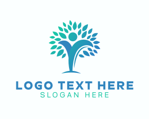 Vegatarian - Wellness Eco Leaves logo design