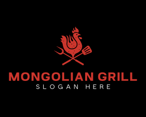 Flame Grill BBQ Chicken logo design