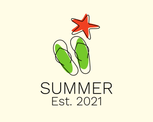 Starfish Summer Slippers logo design