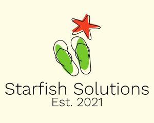 Starfish Summer Slippers logo design