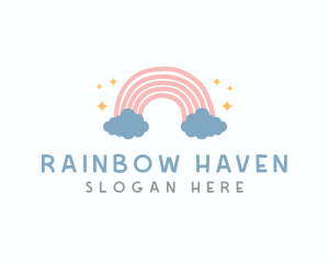 Cute Rainbow Cloud logo design