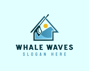 House Wave Pressure Washer logo design