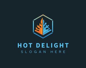 Hexagon Fire Ice Cube logo design