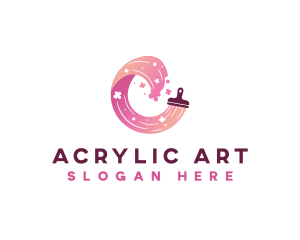 Acrylic - Floral Paint Paintbrush logo design