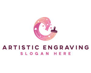 Floral Paint Paintbrush  logo design