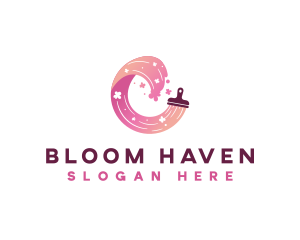 Floral Paint Paintbrush  logo design