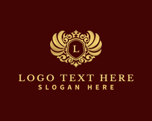 Gold - Luxury Crown Wing Shield logo design