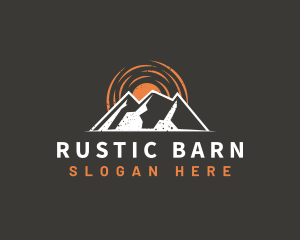 Rustic Mountain Sun logo design