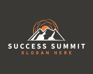 Rustic Mountain Sun logo design