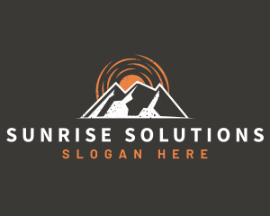 Rustic Mountain Sun logo design