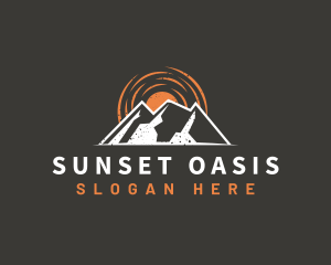 Rustic Mountain Sun logo design