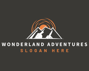 Rustic Mountain Sun logo design